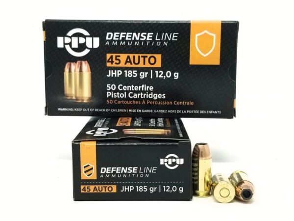 PPU Defense Handgun Ammunition .45 Acp 185 gr JHP 935 fps 50/ct - Precision Shot Firearms