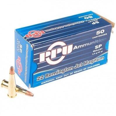 PPU Rifle Ammunition .22 Rem Jet Magnum 45 gr SP 770 fps 50/ct - Precision Shot Firearms