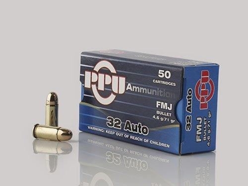 PPU Handgun Ammunition .32 ACP 71 gr FMJ 903 fps 903 fps 50/ct - Precision Shot Firearms