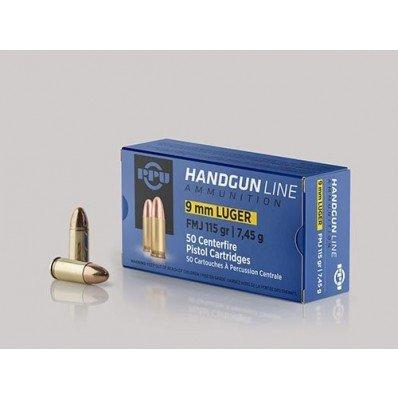 PPU Handgun Ammunition 9mm Luger 115 gr FMJ 1145 fps 50/ct - Precision Shot Firearms