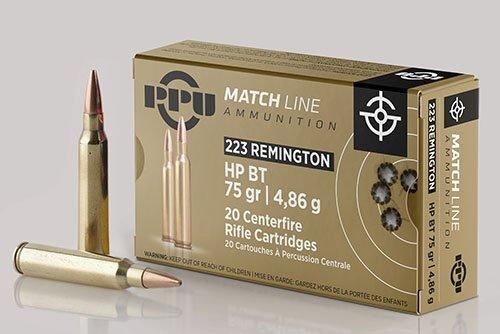 PPU Match Rifle Ammunition .223 Rem Match 75 gr HPBT 2720 fps 20/ct - Precision Shot Firearms