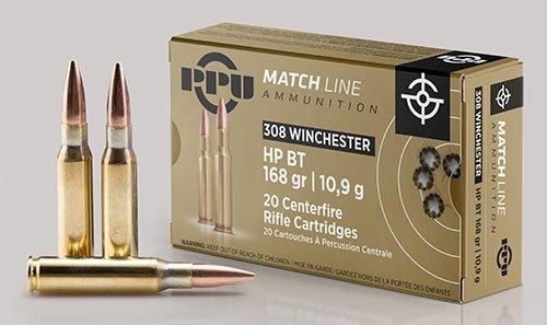 PPU Match Rifle Ammunition .308 Win Match 168 gr HPBT 2610 fps 20/ct - Precision Shot Firearms