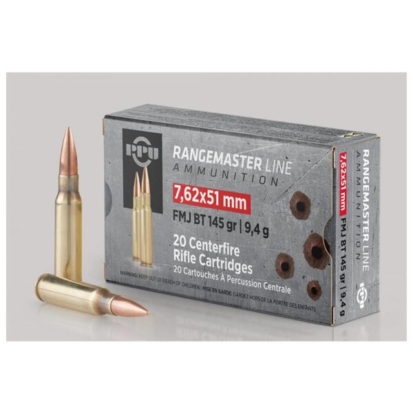 PPU RangeMaster 7.62x51 145gr FMJBT 2835 fps 20/ct - Precision Shot Firearms