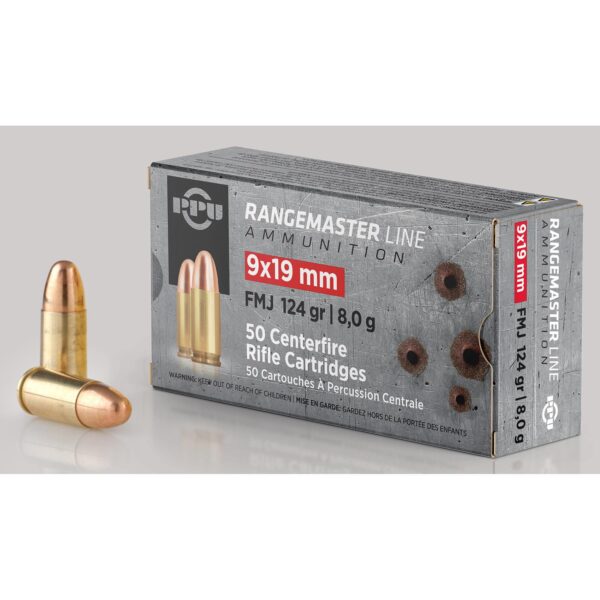 PPU Rangemaster Rifle Ammunition 9mm Luger 124gr FMJ 1263 fps 50/ct - Precision Shot Firearms