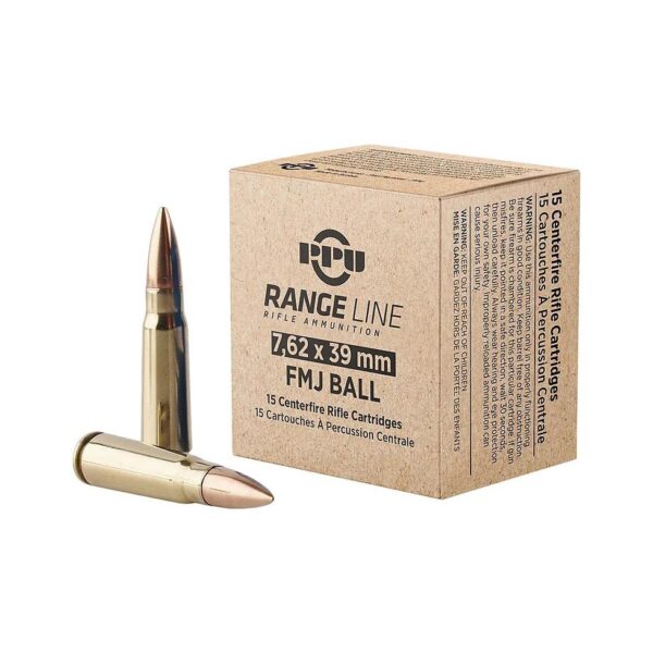 PPU Rangeline Ammunition 7.62x39 123gr FMJ 2350 fps 15/ct - Precision Shot Firearms