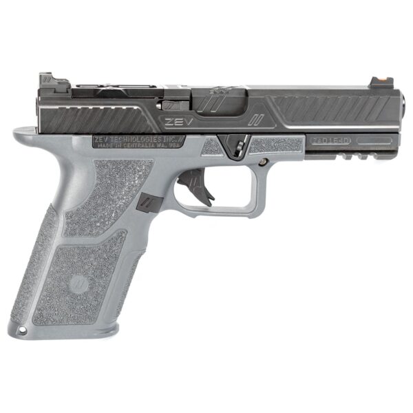 Zev Technologies OZ9 Standard Combat Pistol 9mm Luger 10rd Magazines 4.5" Barrel Black Slide Gray Grip - Precision Shot Firearms