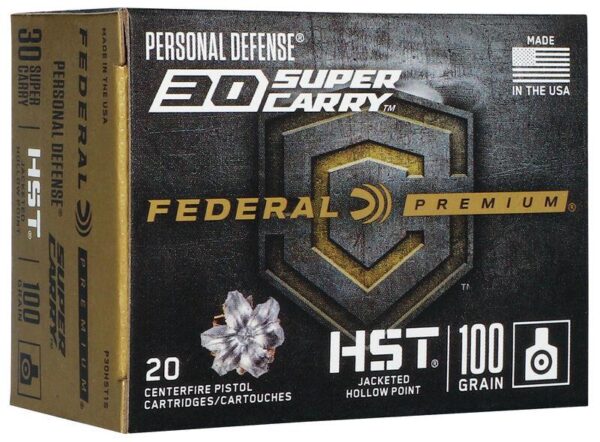 Federal Personal Defense HST Handgun Ammunition .30 SC 100 gr JHP 1250 fps 20/ct - Precision Shot Firearms