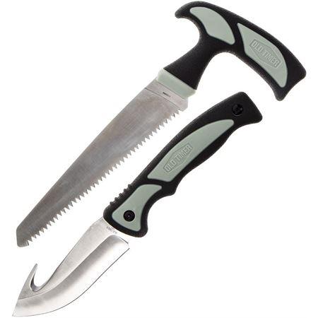 Battenfeld Knives Old Timer Hunter Combo Serrated Blade and Guthook Blade Black and Grey - Precision Shot Firearms