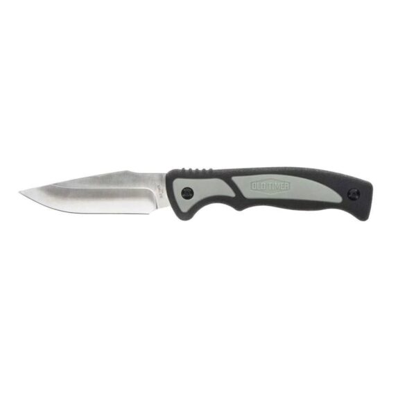 Old Timer Trail Boss Caping Knife 3 7/10" Fixed Blade Black and Grey - Precision Shot Firearms