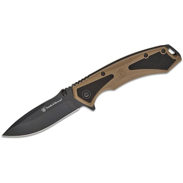 Smith & Wesson Extreme Ops Spring Assist Folding Knife 3-1/4" Drop Point Blade Black Tan Box - Precision Shot Firearms