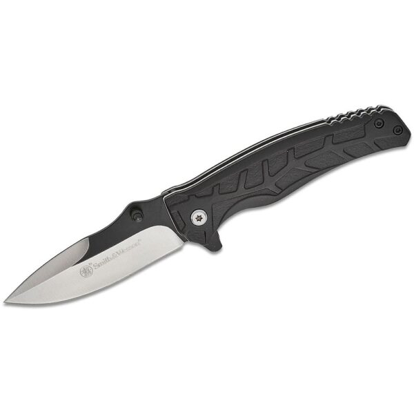 Smith & Wesson Extreme Ops Folding Knife 3" Drop Point Blade Two Tone Black Silver Box - Precision Shot Firearms