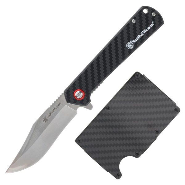 Smith & Wesson Folding Knife and Wallet Combo 3-3/10" Clip Point Blade Black - Precision Shot Firearms