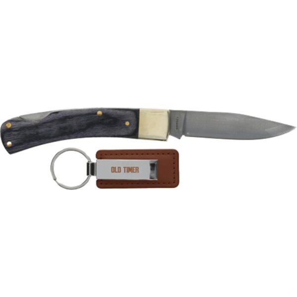 Old Timer Folding Knife with Keychain 2-9/10 Clip Point Blade Grey - Precision Shot Firearms