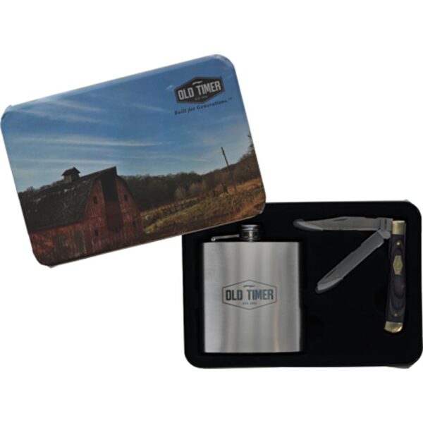 Old Timer 2-Blade Folding Knife and Flask Combo - Precision Shot Firearms