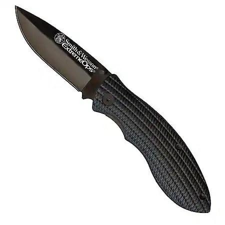Smith & Wesson Extreme Ops Liner Lock Folding Knife 3-1/4" Drop Point Blade Black - Precision Shot Firearms
