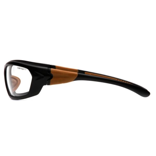Pyramex Carhartt Carbondale Shooting Glasses Black and Tan with Clear Lens - Precision Shot Firearms