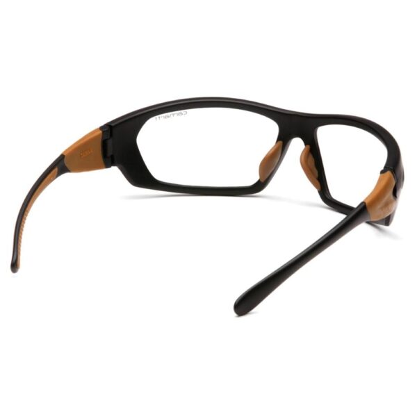 Pyramex Carhartt Carbondale Shooting Glasses Black and Tan with Clear Lens - Precision Shot Firearms