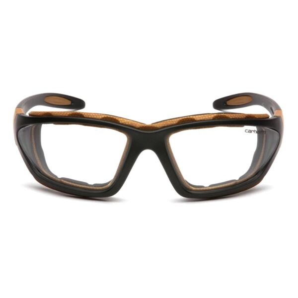 Pyramex Carhartt Carthage Shooting Glasses Black and Tan with Clear Anti-Fog Lens - Precision Shot Firearms