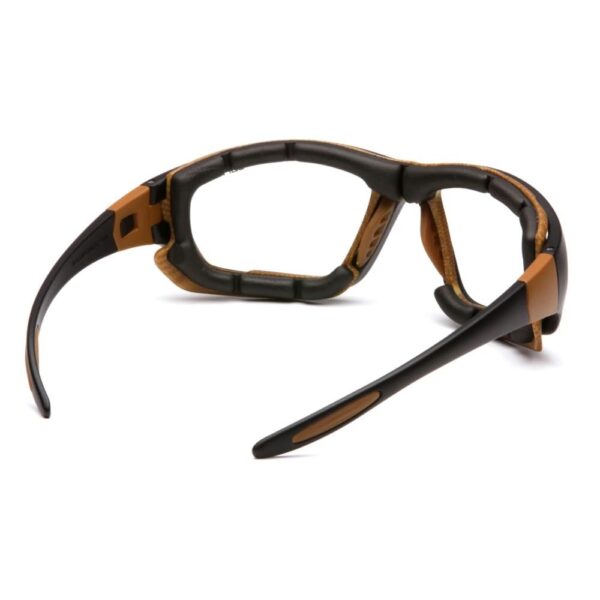 Pyramex Carhartt Carthage Shooting Glasses Black and Tan with Clear Anti-Fog Lens - Precision Shot Firearms