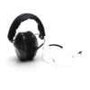 Pyramex Low Profile Combo Kit Passive Black Ear Muff 24dB Clear Shooting Glasses Clear with Clear Lens - Precision Shot Firearms