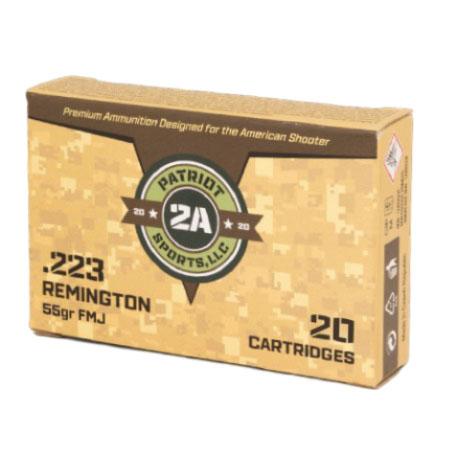 Patriot Sports Rifle Ammunition .223 Rem 55gr FMJ 3280 fps 20/ct - Precision Shot Firearms