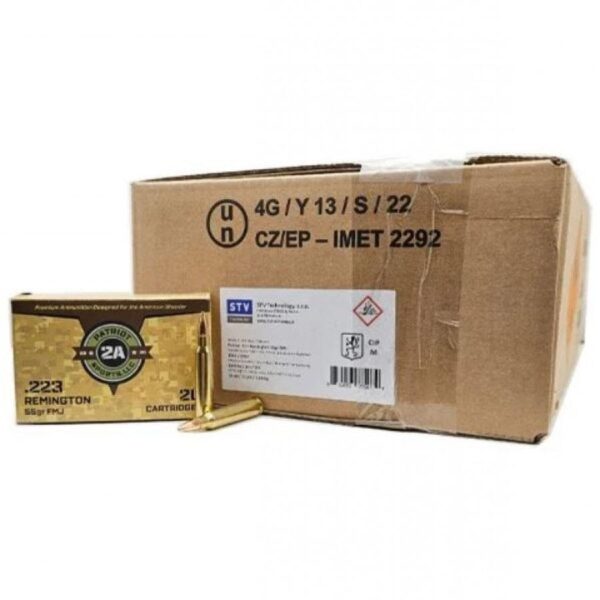 Patriot Sports Rifle Ammunition .223 Rem 55gr FMJ 3280 fps 1000/ct(50-20ct Boxes) - Precision Shot Firearms