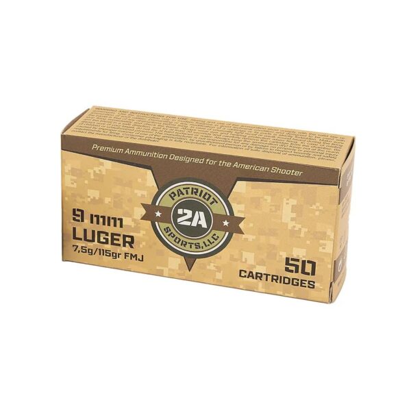 Patriot Sports Brass Case Handgun Ammunition 9mm Luger 115gr FMJ 1230 fps 1000/ct (20-50/ct Boxes) - Precision Shot Firearms