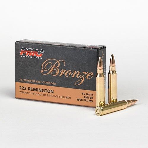 PMC Bronze Rifle Ammunition .223 Rem 55 gr FMJ 2900 fps 20/ct - Precision Shot Firearms
