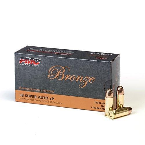 PMC Bronze Handgun Ammunition .38 Super +P 130 gr. FMJ 1100 fps 50/ct - Precision Shot Firearms