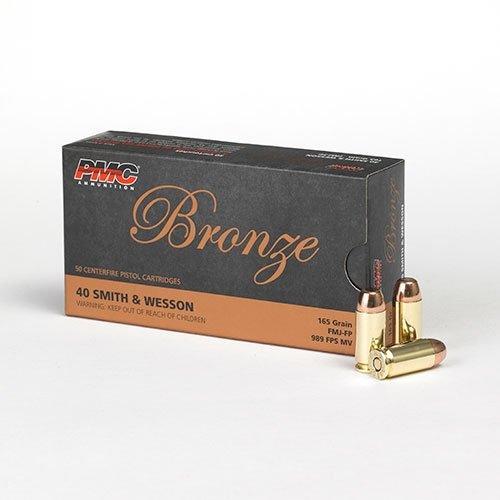 PMC Bronze Handgun Ammunition .40 S&W 165 gr FMJ 989 fps 50/ct - Precision Shot Firearms