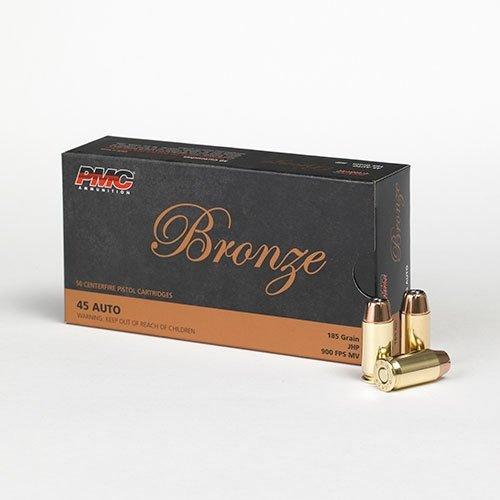 PMC Bronze Handgun Ammunition .45 ACP 185 gr JHP 900 fps 50/ct - Precision Shot Firearms