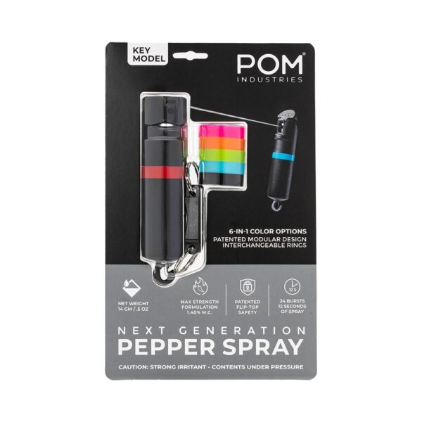 POM Pepper Spray Black Keychain 6 in 1 .05oz - Precision Shot Firearms