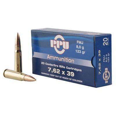 PPU Rifle Ammunition 7.62x39 123gr FMJ 2350 fps 20/ct - Precision Shot Firearms