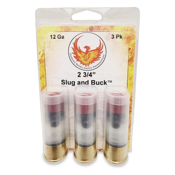 Phoenix Rising Slug & Buck Shotshell 12ga 2-3/4" FSJ 7/8oz Slug & 6-00 Buckshot 1225 fps 3/ct - Precision Shot Firearms