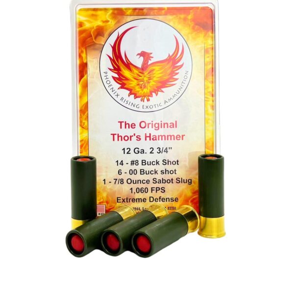 Phoenix Rising Original Thor's Hammer Shotshell 12ga 2-3/8" 14-#8 Buckshot 6-00 Buckshot 1-7/8oz Slug 5/ct - Precision Shot Firearms