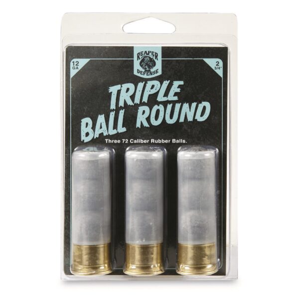 Reaper Defense Triple Ball Round Shotshell 12ga 2-3/4" Rubberballx3 3/ct - Precision Shot Firearms