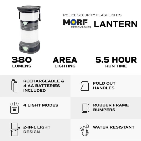 Police Security Flashlights MORF 2-in-1 Lantern 380 Lumen Black - Precision Shot Firearms