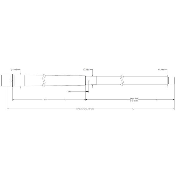 Proof Steel Drop in Barrel for Carbine Gas System AR-15 Compatible Firearms 300 BLK 16" 1:8 Twist 5/8-24 - Precision Shot Firearms