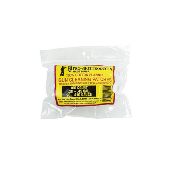 Pro-Shot 100% Cotton Flannel Patches .38-.45 Cal 100/ct - Precision Shot Firearms