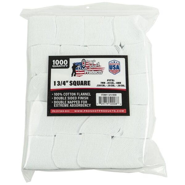 Pro-Shot 1 3/4" Square 100% Cotton Patches 1000/ct - Precision Shot Firearms