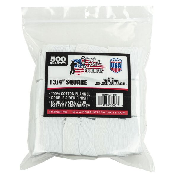 Pro-Shot 1 3/4" Square 100% Cotton Patches 500/ct - Precision Shot Firearms