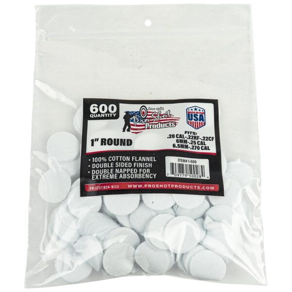 Pro-Shot 1" Round 100% Cotton Patches 600/ct - Precision Shot Firearms