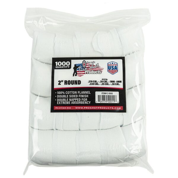 Pro-Shot 2" Round 100% Cotton Patches 1000/ct - Precision Shot Firearms