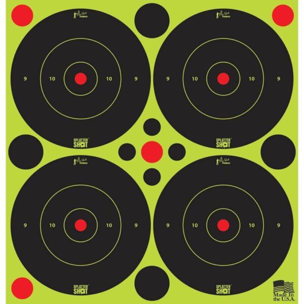 Pro-Shot 3" SplatterShot Green Bullseye Targets Peel and Stick with Pasters 48/ct - Precision Shot Firearms