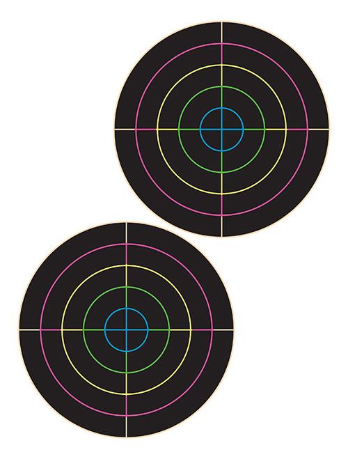 Pro-Shot 5" Multi-Color Bullseyes (2) on 8.5" x 11" Tag Paper-10/ct - Precision Shot Firearms
