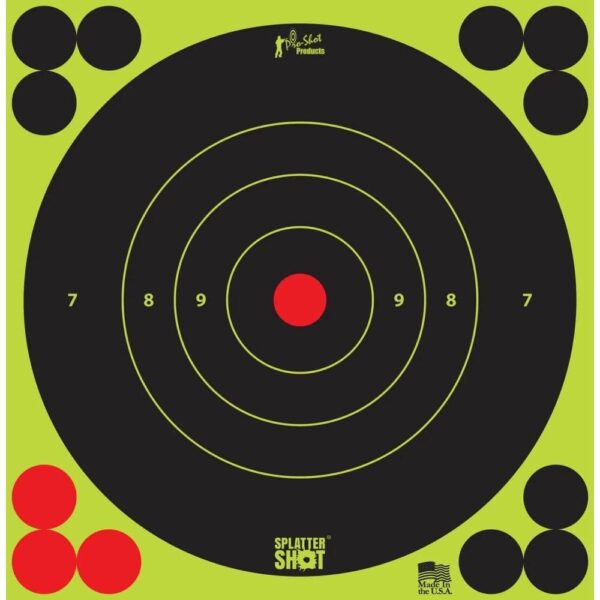 Pro-Shot 6" SplatterShot Green Bullseye Targets 12/ct - Precision Shot Firearms