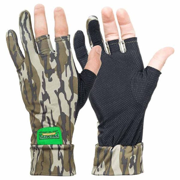 Primos Stretch Fingerless Gloves - Mossy Oak Bottomland Camo OSFM - Precision Shot Firearms