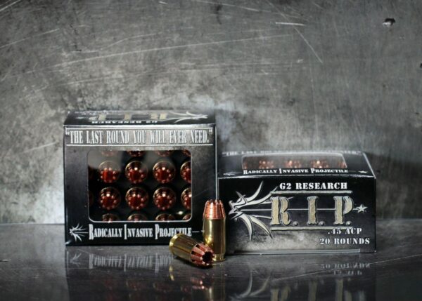 G2 Research R.I.P. Handgun Ammunition .45 ACP 162 gr HP 1020 fps 20/box - Precision Shot Firearms