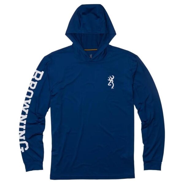 Browning Hooded Long Sleeve Sun Shirt Navy M - Precision Shot Firearms