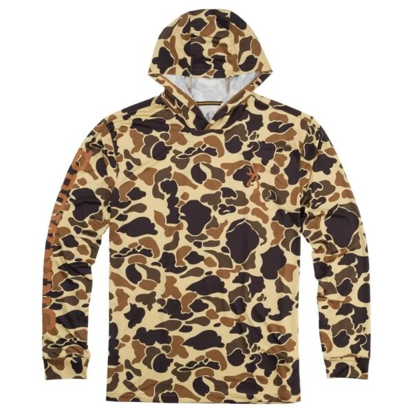 Browning Hooded Long Sleeve Tech Shirt Vintage Tan Camo 2XL - Precision Shot Firearms